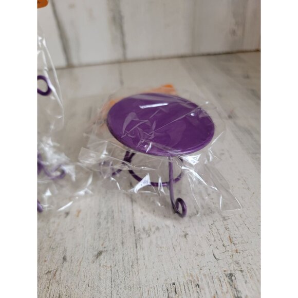 Halloween village purple metal chair table miniature accessory set - Picture 3 of 7